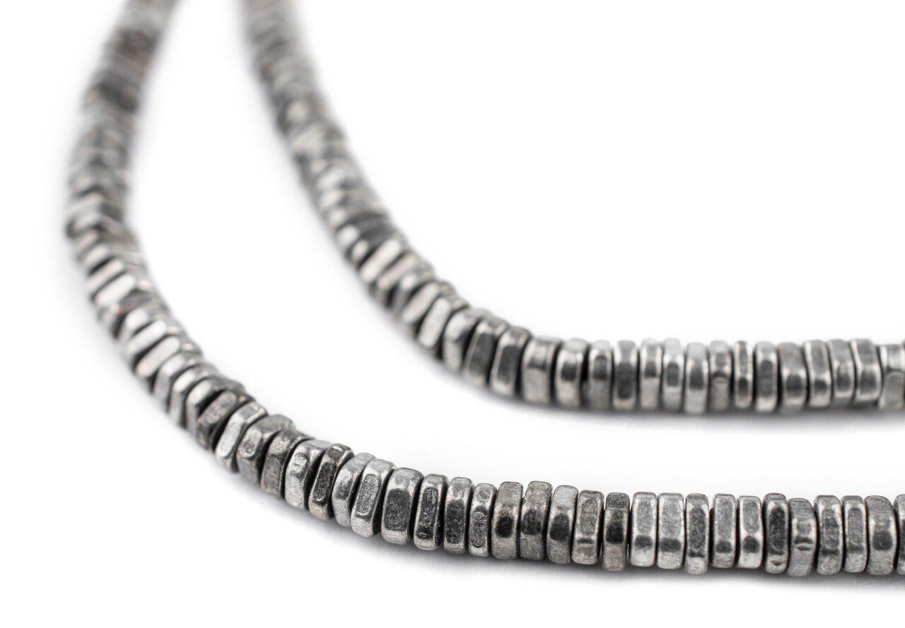 The Bead Chest Faceted Antique Silver Triangle Heishi Beads (4mm)